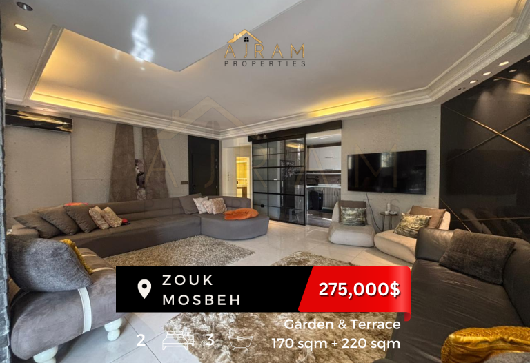 Zouk Mosbeh | 170 sqm + 220 sqm Garden & Terrace 